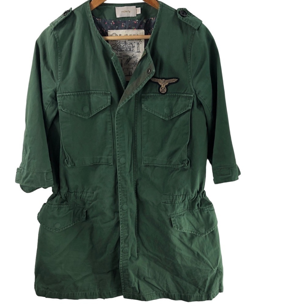 Ochirly Utility Jacket Flight Military Cargo Sz M Army Green Grunge Punk Trench - Picture 6 of 16